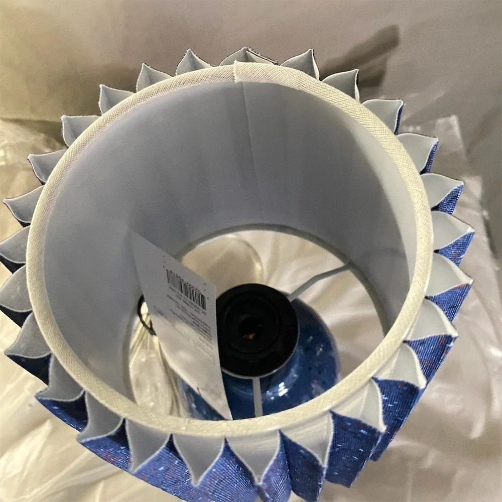 Room Essentials Table Lamp Blue Speckled Pleated Drum Shade Modern